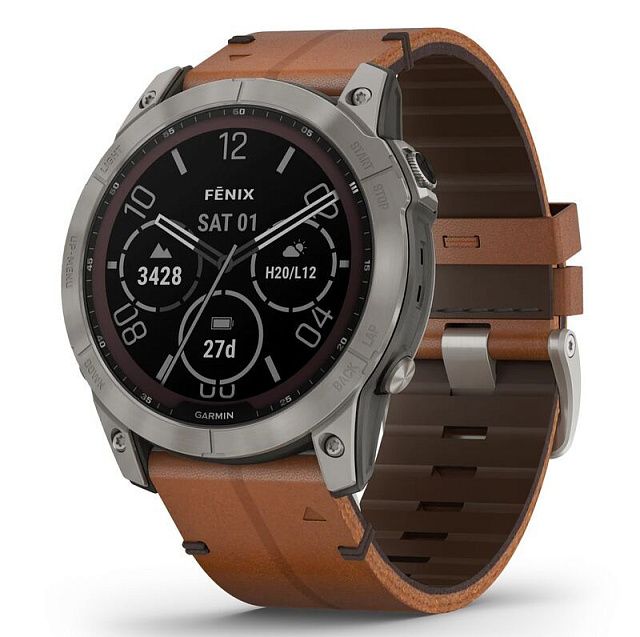 Часы Fenix 7X Sapphire Solar Leather Black Brown 010-02541-19