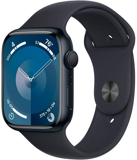Apple Watch Series 9 45 мм «Темная ночь», спортивный ремешок Band цвета «темная ночь»