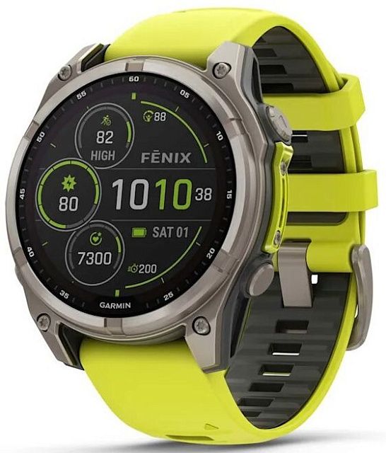 Умные часы Garmin Fenix 8 47 мм Solar / Sapphire / титановый серый с желтым ремешком 010-02906-21