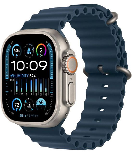 Apple Watch Ultra 2 49 мм, корпус из титана, ремешок Ocean синего цвета
