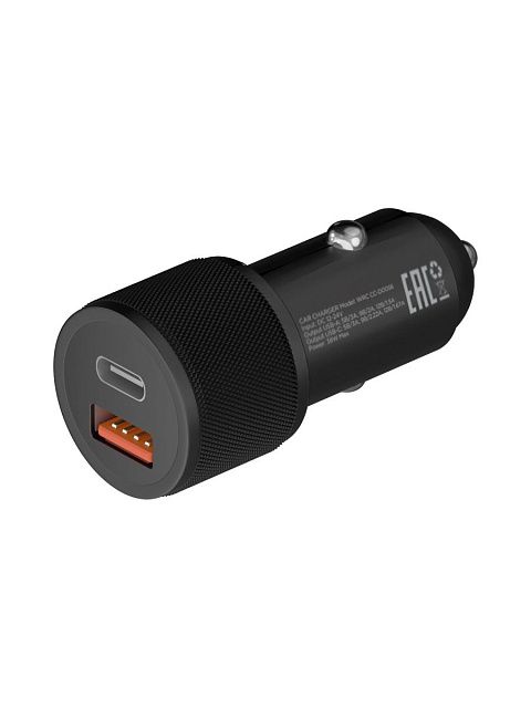 Устройство зарядное автомобильное Uzay 38Вт USB-C+USB-A, PD, QC, черное