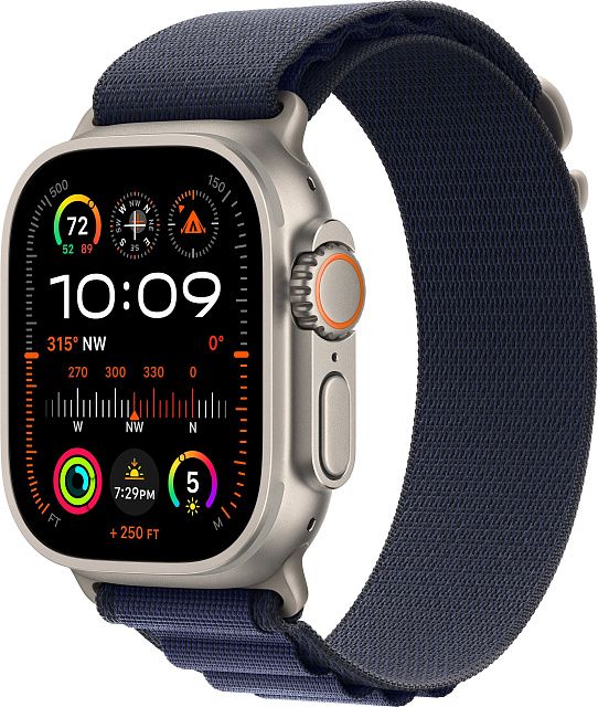 Apple Watch Ultra 2 (2024) 49mm Natural Titanium Case with Navy Alpine Loop (M)