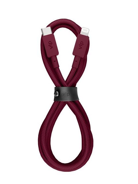 Кабель vlp Nylon Cable USB-С – Lightning MFI (1.2 м), марсала