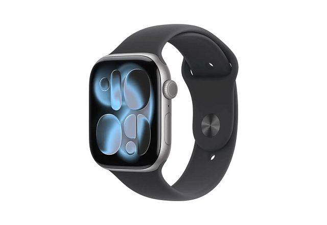 Apple Watch Series 11 42мм Серый космос, спортивный ремешок Band цвета «каменно-серый»