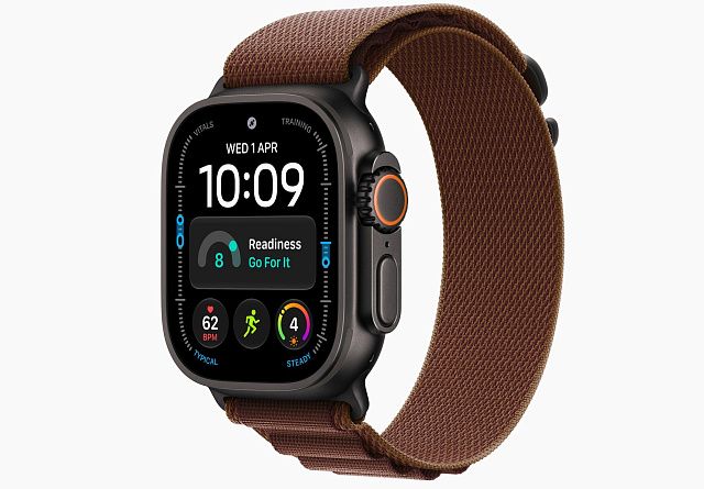 Apple Watch Ultra 4 49 мм Черный титан, Alpine Loop Burgundy M