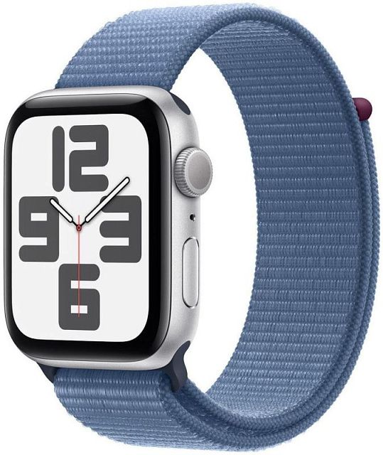 Apple Watch SE 2023 40 мм Серебристый, спортивный ремешок Loop цвета «грозовой синий»