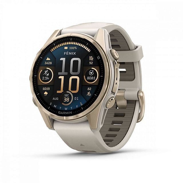 Умные часы Garmin Fenix 8 43 мм AMOLED Sapphire Золотистые / Дымчато-серые 010-02903-11