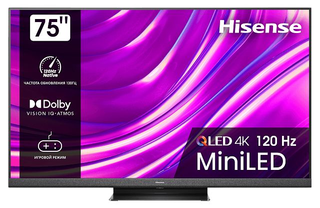 Телевизор Hisense 75U8HQ 75″ Mini LED 4K 120 Гц черный/серый
