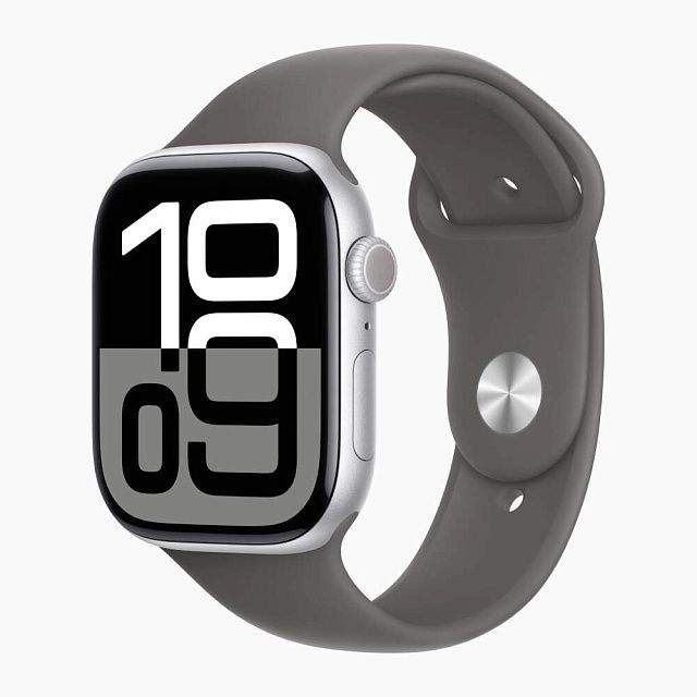 Apple Watch Series 10 42 мм Серебристый, спортивный ремешок Band серого цвета