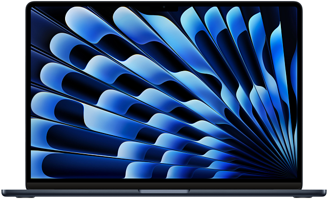 Apple MacBook Air 15" (M3, 8C CPU/10C GPU, 2024), 16 ГБ, 512 ГБ SSD, «полуночный черный» MXD43