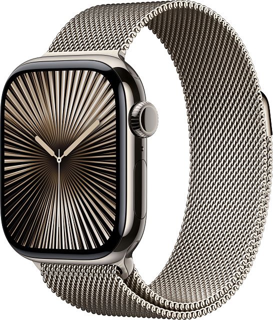 Apple Watch Series 10 46 мм Натуральный титан, ремешок Milanese Loop, Natural