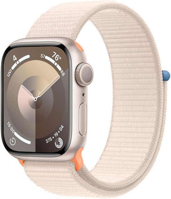 Apple Watch Series 9 41 мм «Сияющая звезда», спортивный ремешок Loop цвета «сияющая звезда»