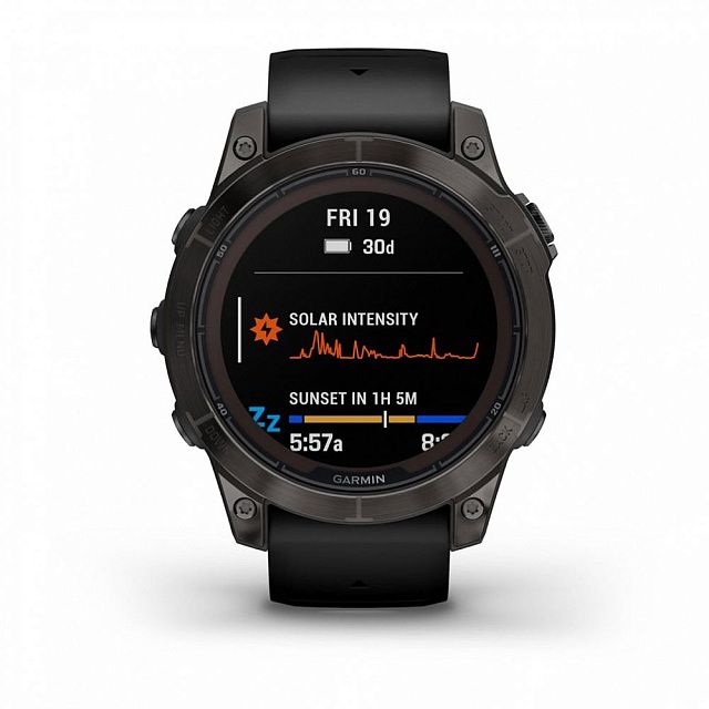 Часы Garmin Fenix 7 Pro Sapphire Solar Black титановый угольно-серый с черным ремешком 010-02777-11