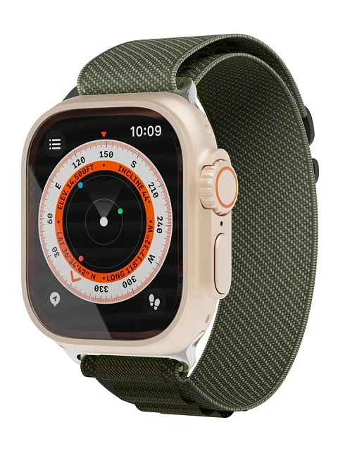 Ремешок нейлоновый Extreme Band vlp для Apple Watch 42/44/45/49 мм, темно-зеленый