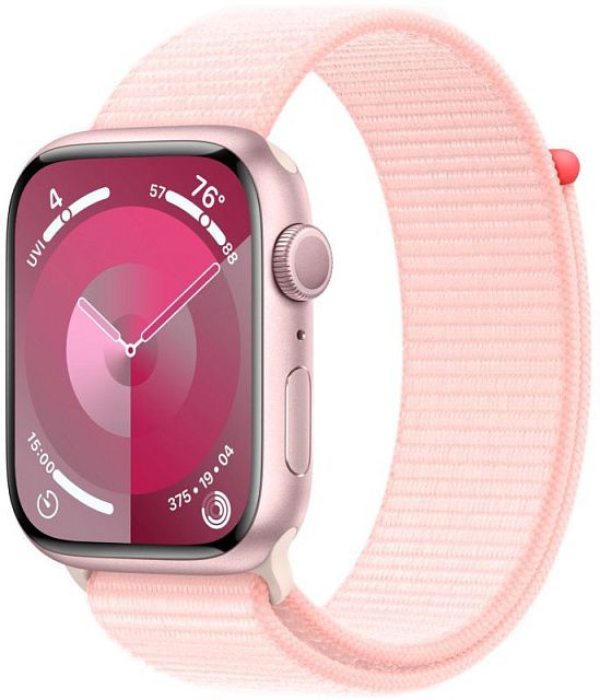 Apple Watch Series 9 41 мм Розового цвета, спортивный ремешок Loop нежно-розового цвета